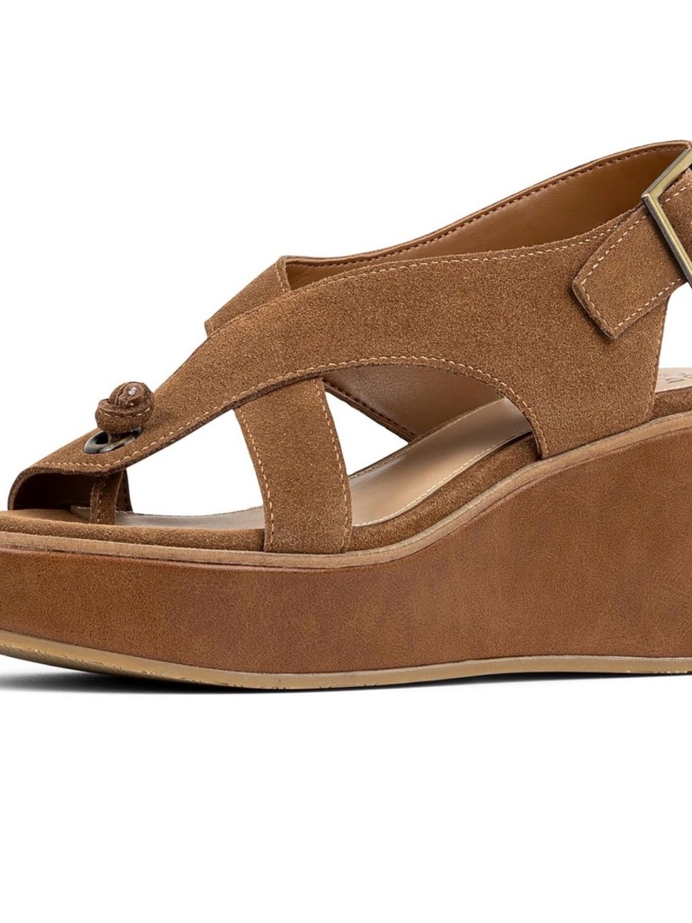 Donald J. Pliner Tan Suede Wedge Sandal 👡 - Picture 4 of 7
